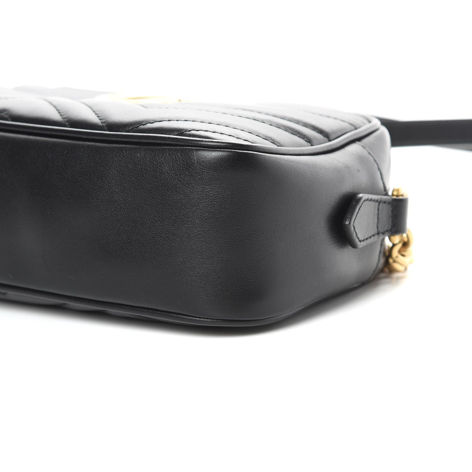 Gucci Calfskin Matelasse Small GG Marmont Chain Shoulder Bag Black 10 of 12