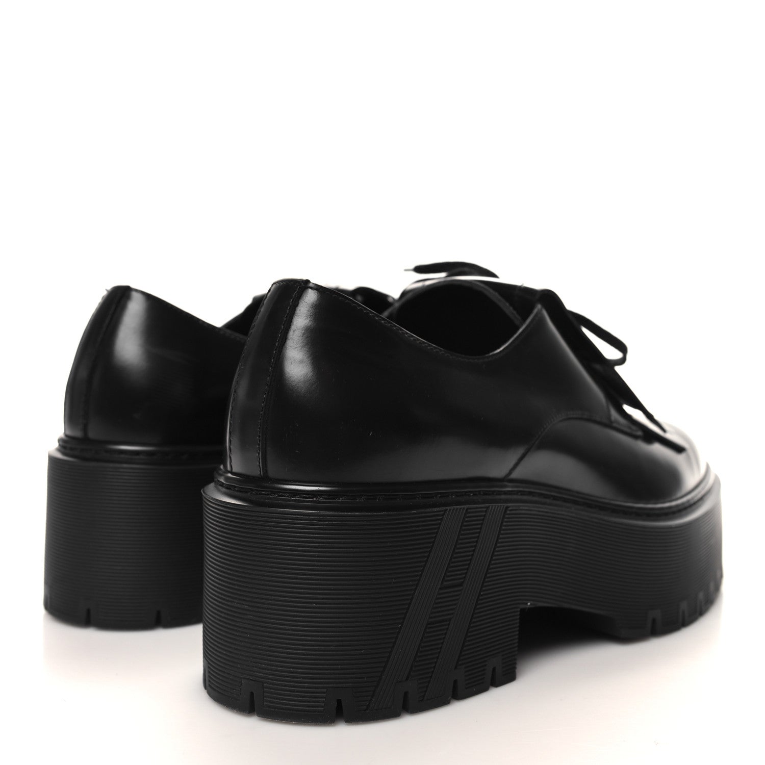 Hermes Glazed Calfskin Womens Hariston Derby Loafers 40 Black 4 of 9