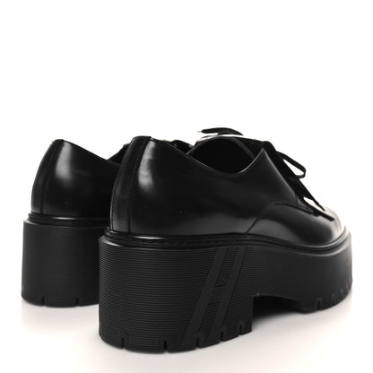 Hermes Glazed Calfskin Womens Hariston Derby Loafers 40 Black 4 of 9
