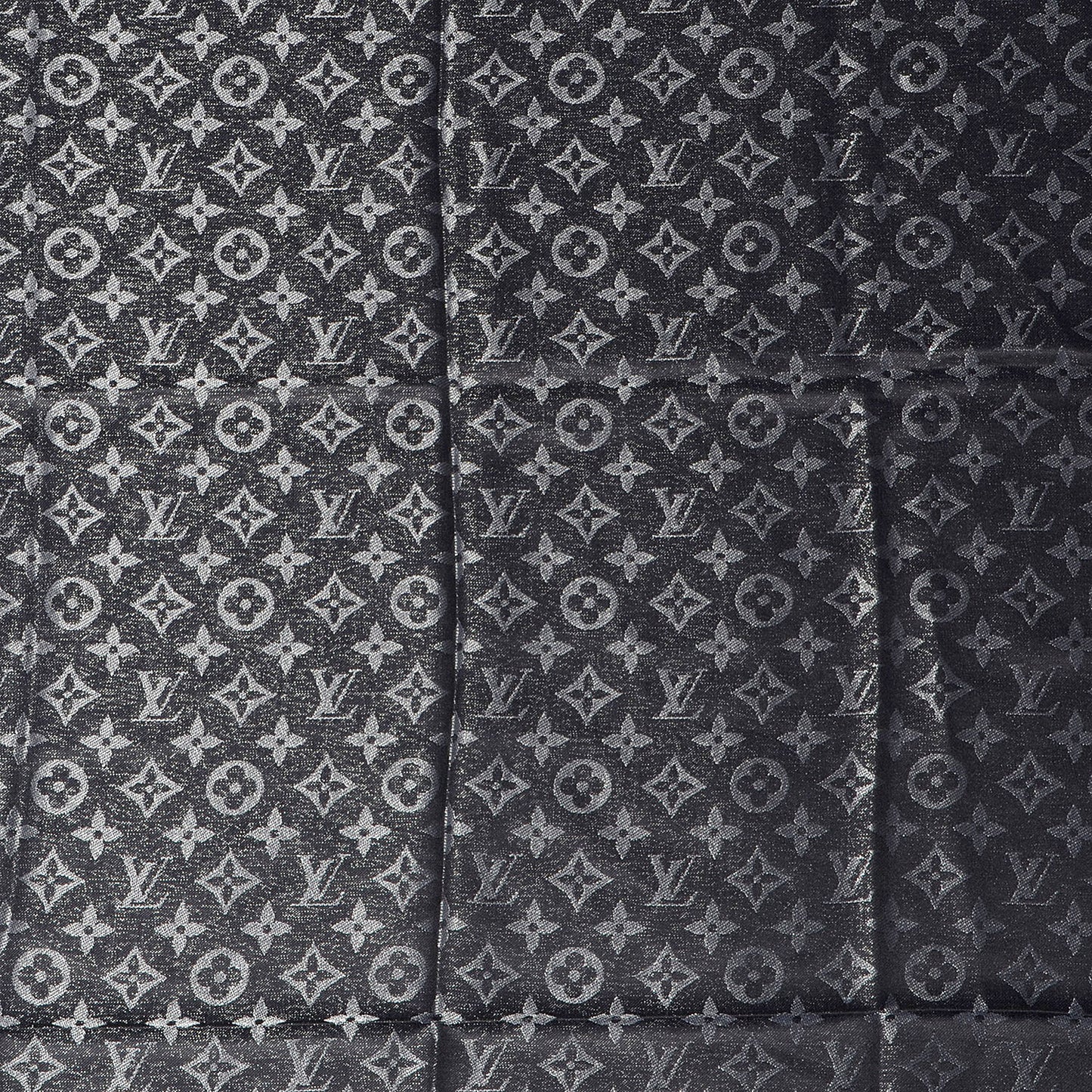 Silk Lurex Wool Monogram Shine Shawl Black