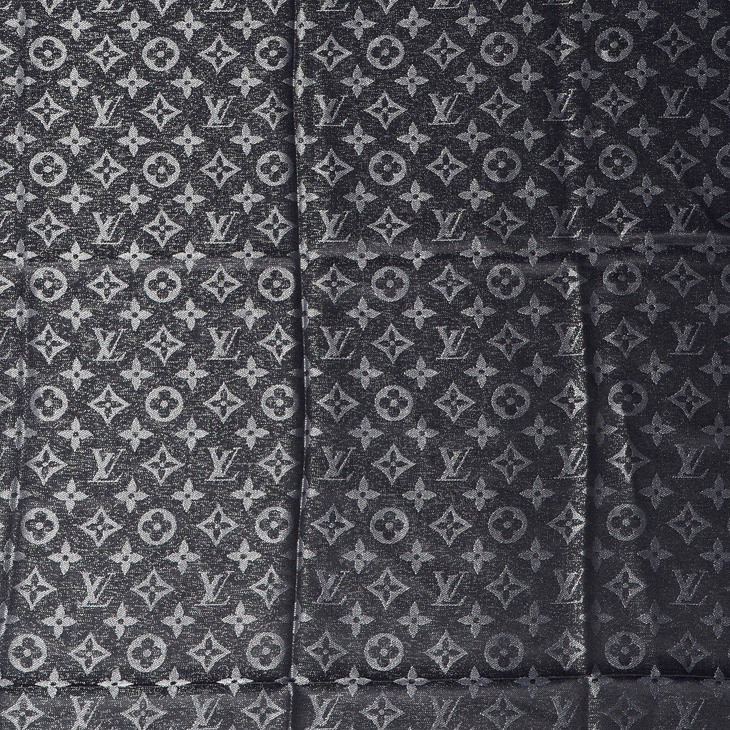 Louis Vuitton Silk Lurex Wool Monogram Shine Shawl Black 4 of 5