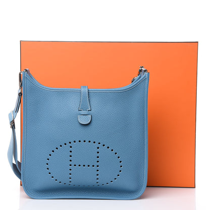 Hermes Taurillon Clemence Evelyne III PM Blue Jean 10 of 10