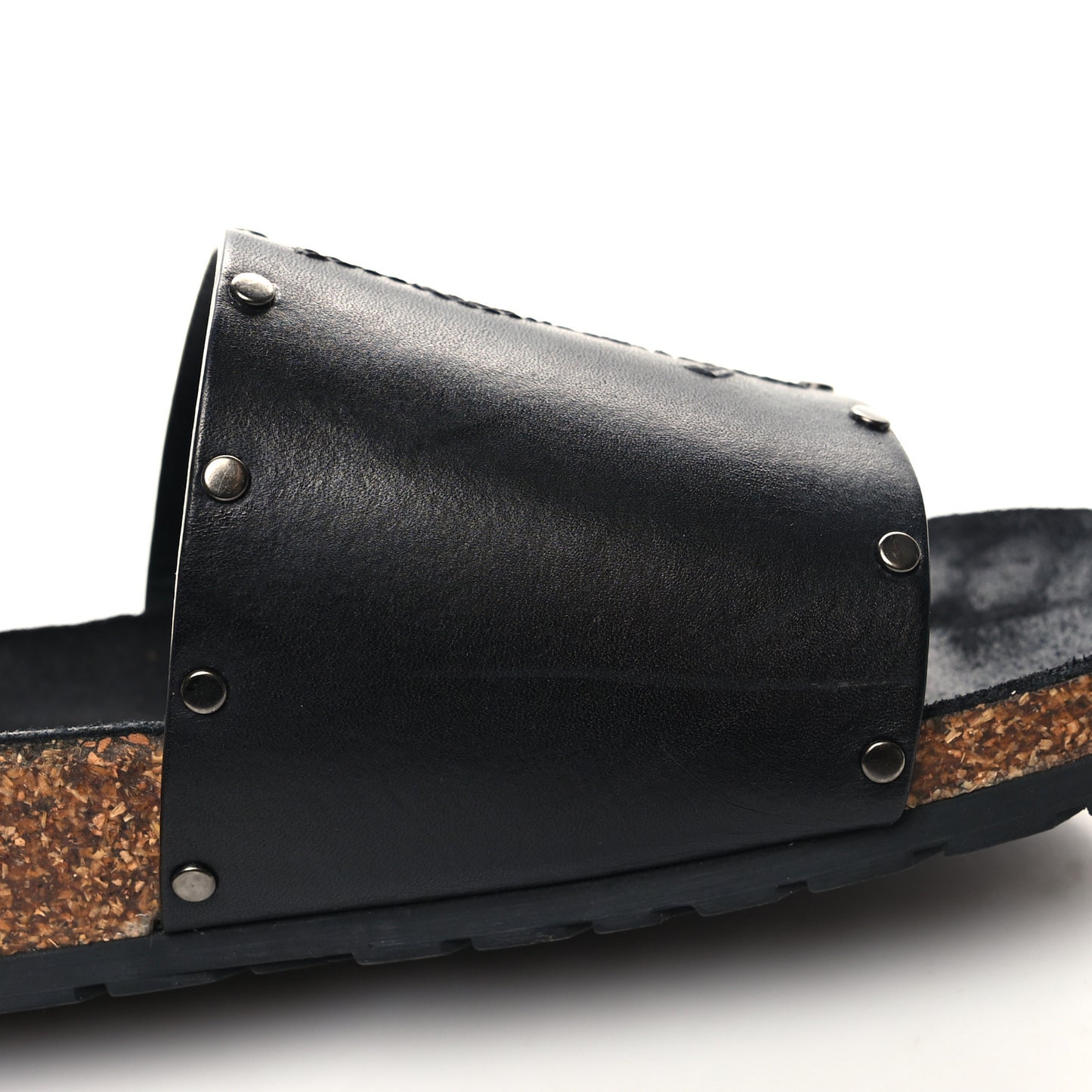 Calfskin Studded Mens Jimmy Slides 42 Black