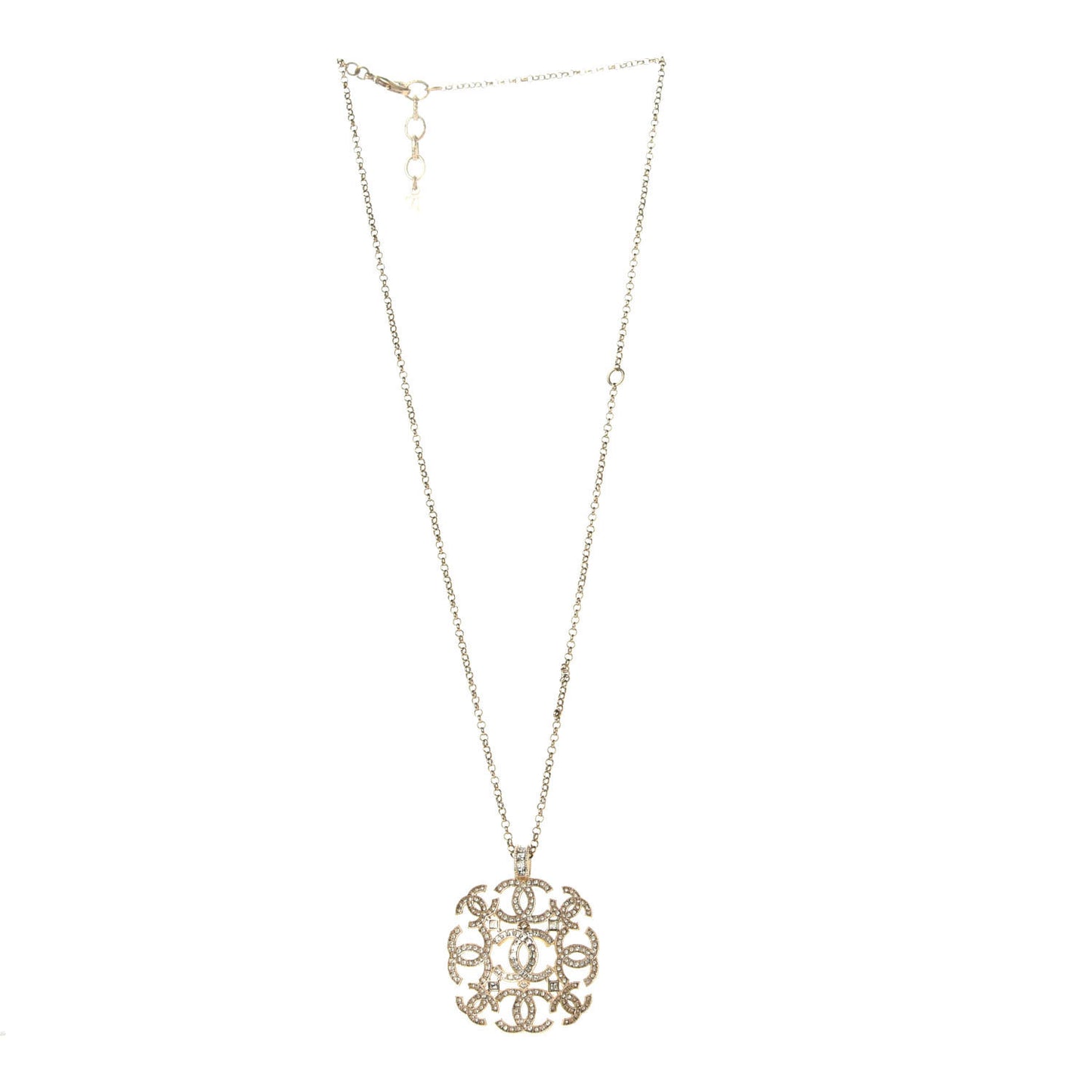 Crystal CC Pendant Necklace Gold