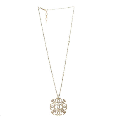 Chanel Crystal CC Pendant Necklace Gold 3 of 4