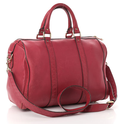 Gucci Calfskin Microguccissima Trim Medium Boston Raspberry Red 3 of 17