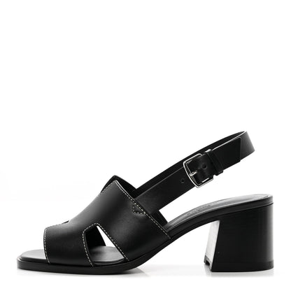 Hermes Calfskin Elbe 60 Sandals 37 Black 1 of 12