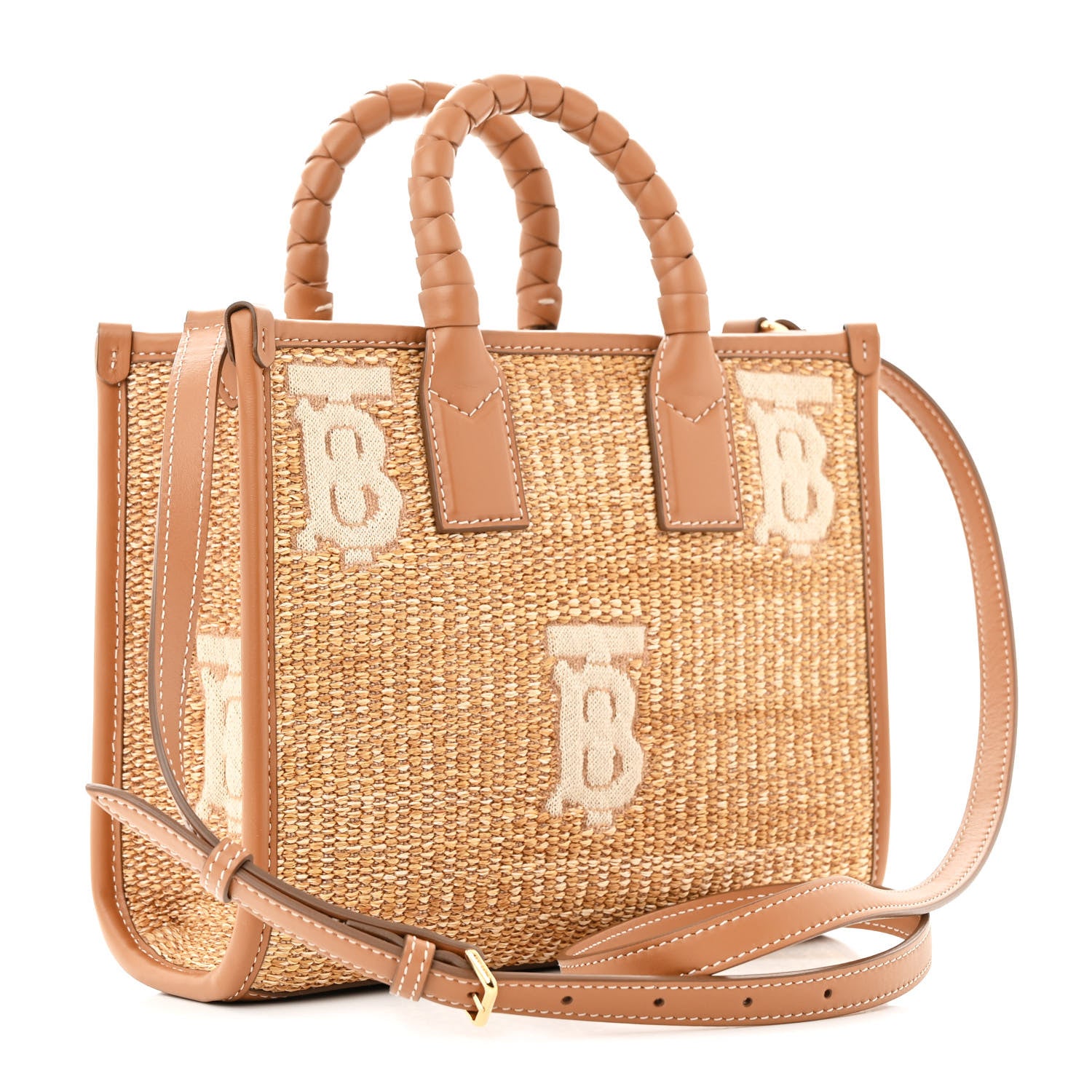 Burberry Raffia Calfskin Mini Freya Tote Natural 3 of 11