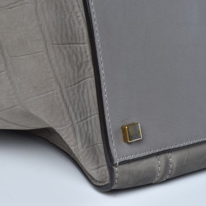 Celine Crocodile Embossed Nubuck Large Phantom Luggage Grey 12 of 18