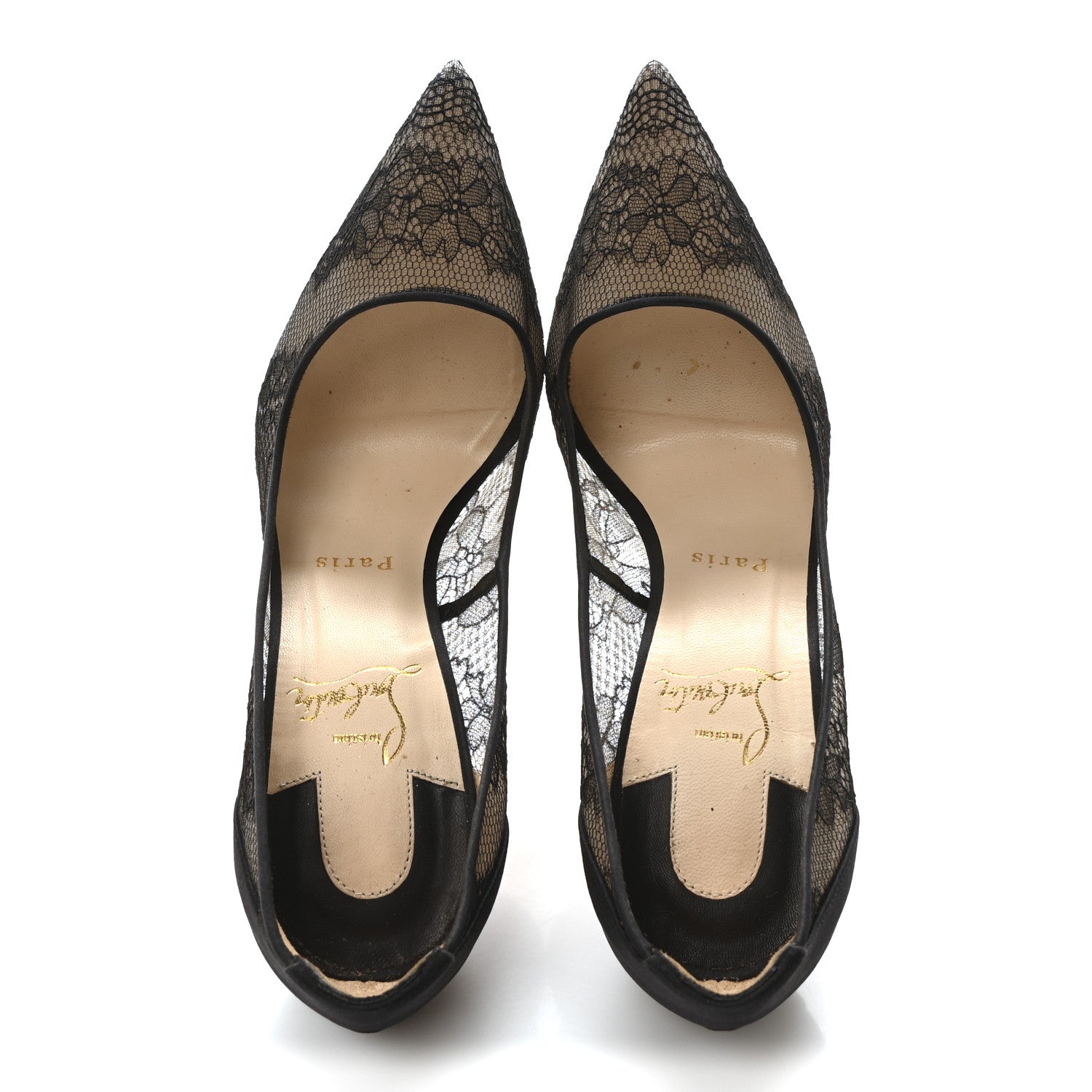 Christian Louboutin Dentelle Fleur Crepe Satin Pigalace 120 Pumps 38 Black 2 of 9