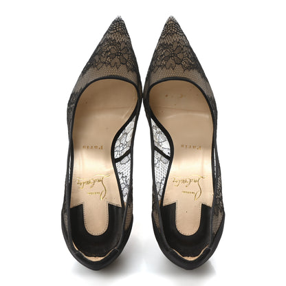 Christian Louboutin Dentelle Fleur Crepe Satin Pigalace 120 Pumps 38 Black 2 of 9