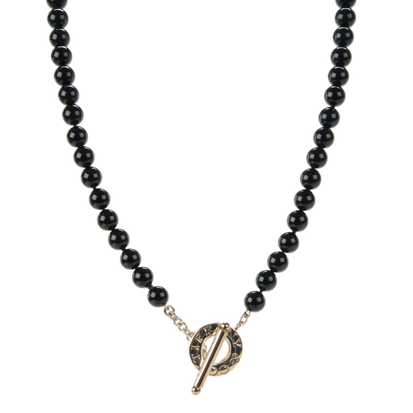 Sterling Silver Black Onyx Bead Toggle Necklace