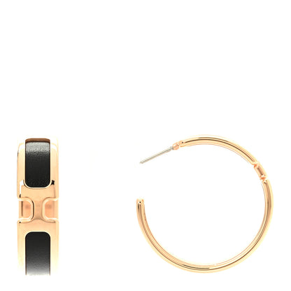 Hermes Box Calfskin Olympe Hoop Earrings Black 1 of 5