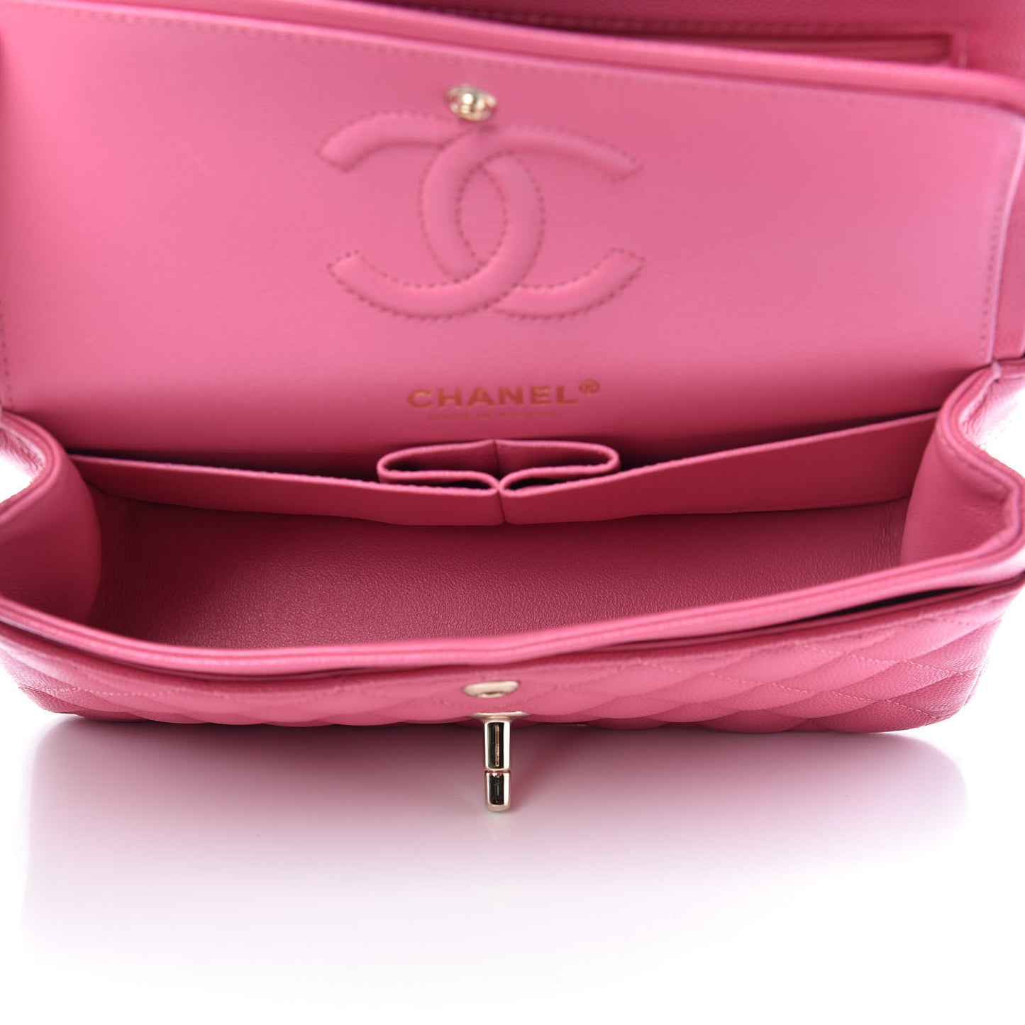 Caviar Quilted Small Double Flap Pink