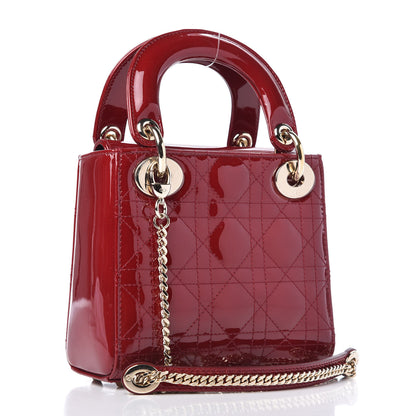Christian Dior Patent Cannage Mini Lady Dior Red 3 of 9