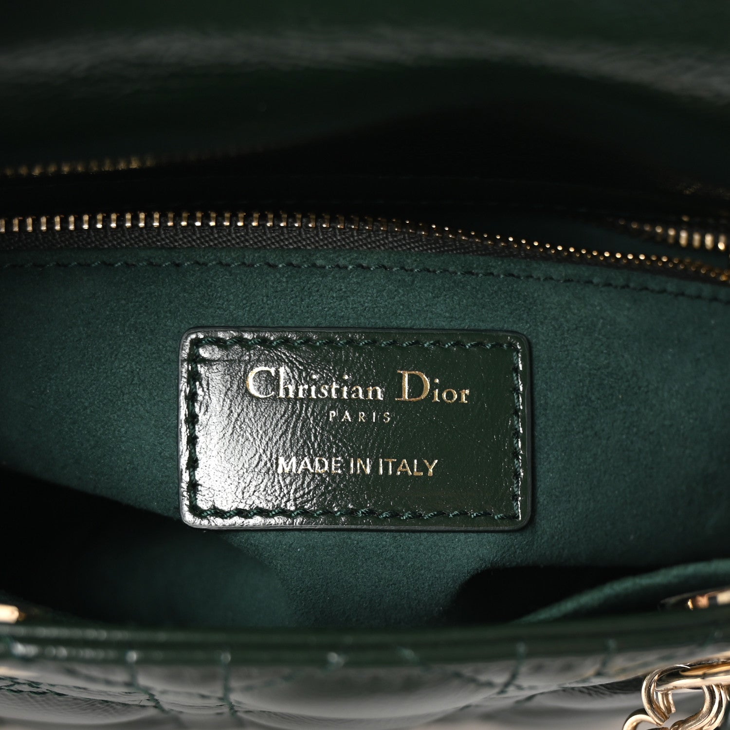 Christian Dior Crinkled Patent Cannage Small Lucky Badges My Lady Dior Dark Green 6 of 9
