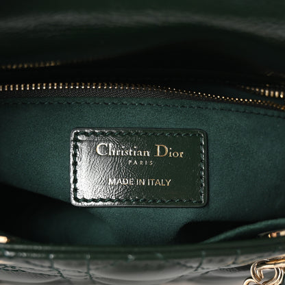 Christian Dior Crinkled Patent Cannage Small Lucky Badges My Lady Dior Dark Green 6 of 9