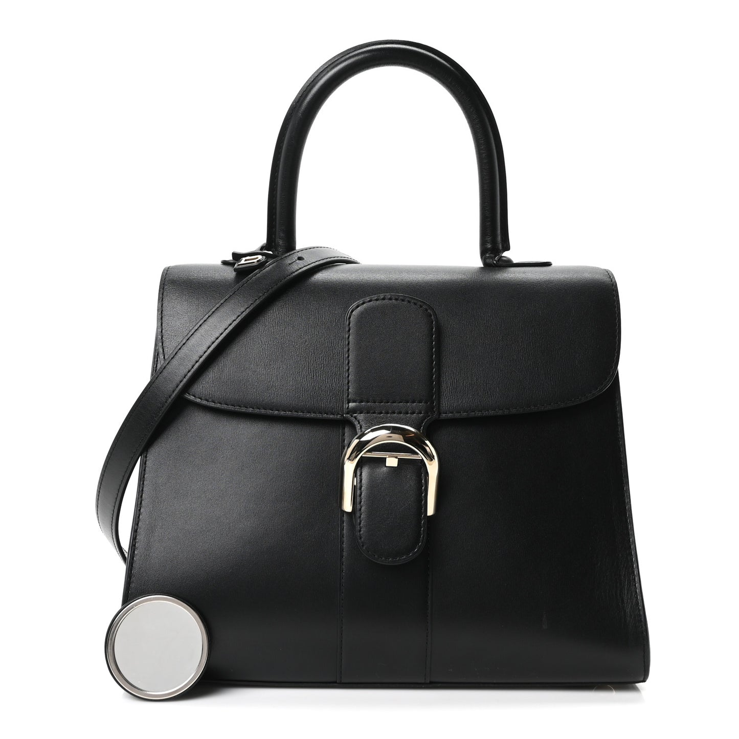 Box Calfskin MM Brillant Satchel Black Black