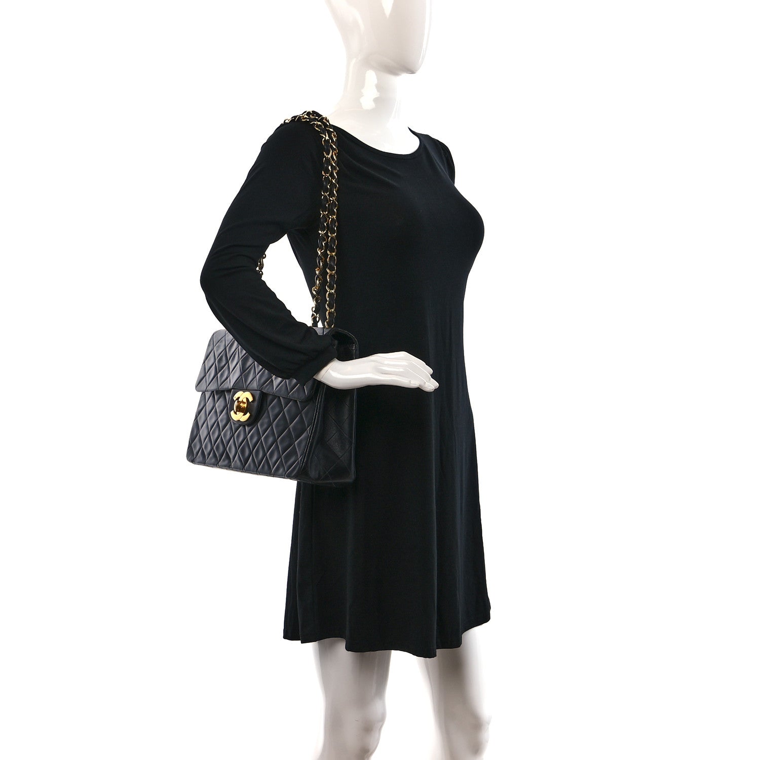 Chanel Lambskin Quilted XL Jumbo Single Flap Black 2 of 10
