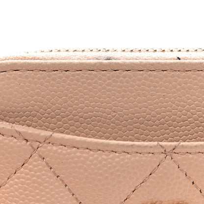 Chanel Caviar Quilted Zip Card Holder Wallet Light Beige 8 of 12