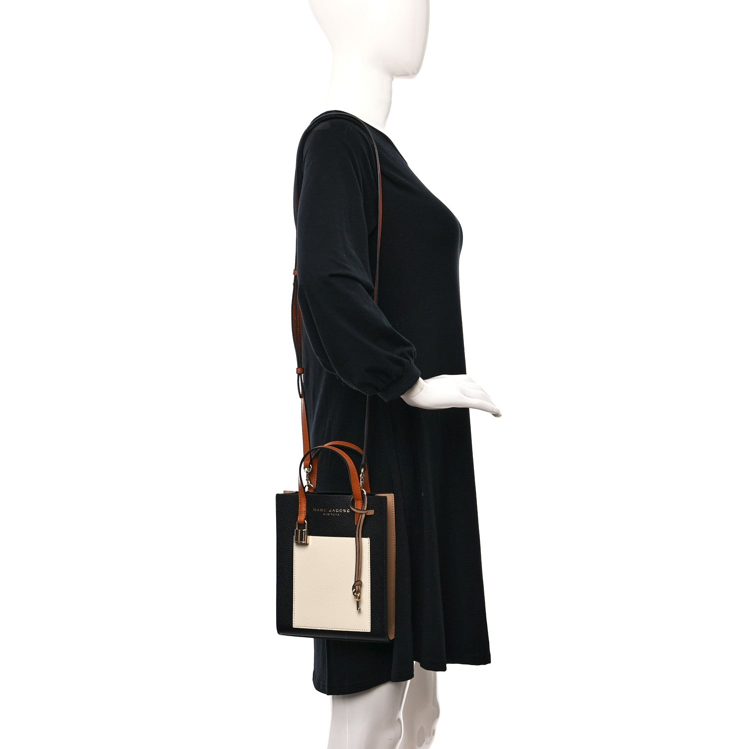Marc Jacobs Calfskin Micro Grind Tote Bag Smoked Almond Multicolor