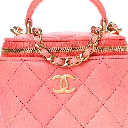 Chanel Lambskin Quilted Ombre Top Handle Mini Vanity Case With Chain Coral 8 of 11
