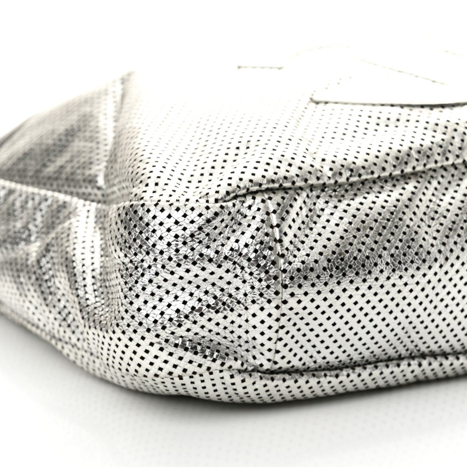 Chanel Metallic Glazed Calfskin Perforated Large Rodeo Drive Tote Silver 9 of 10
