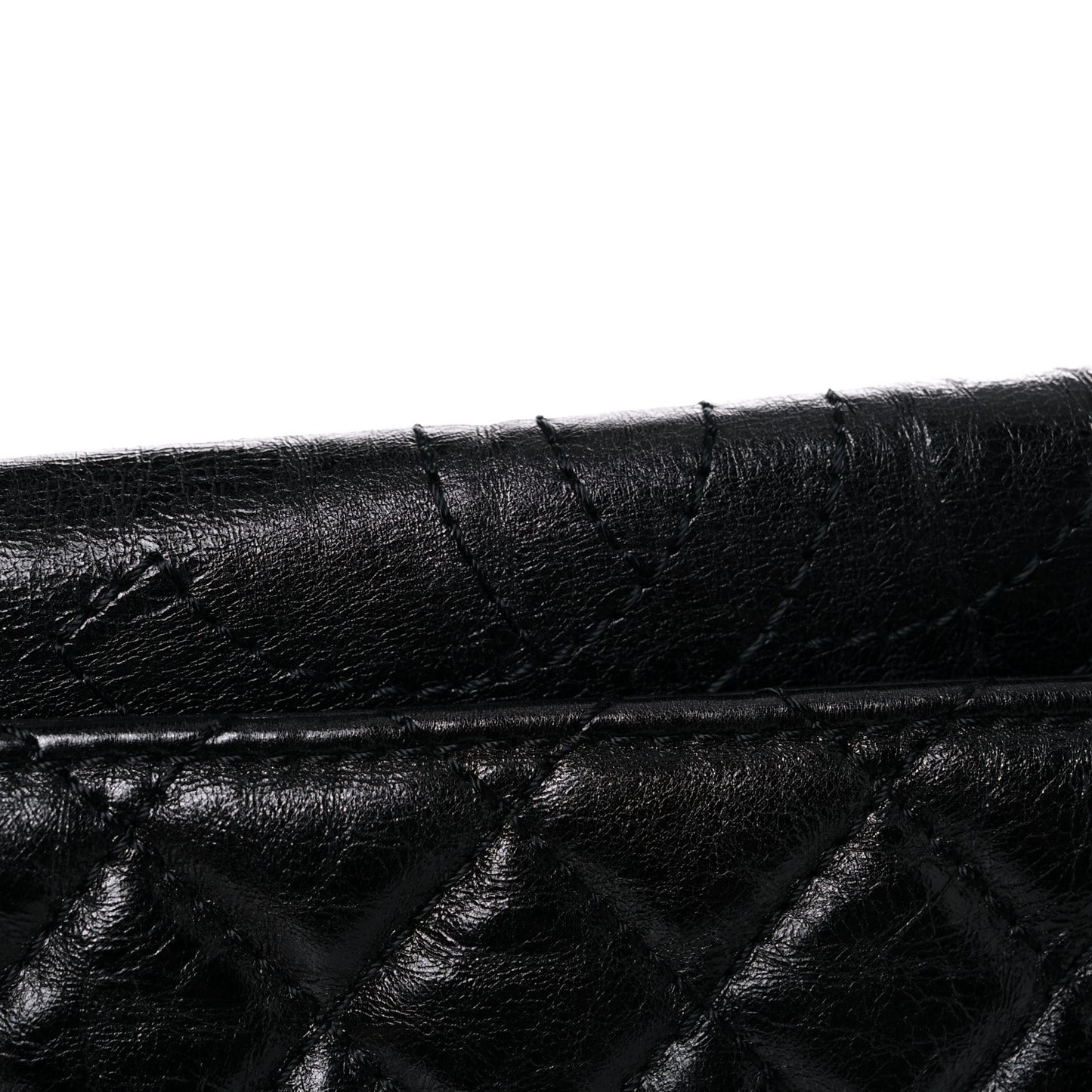 Metallic Aged Calfskin Quilted Reissue 2.55 Accordion Flap Black
