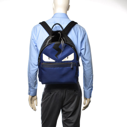Fendi Nylon Vitello Fur Bag Bug Backpack Blue 2 of 9