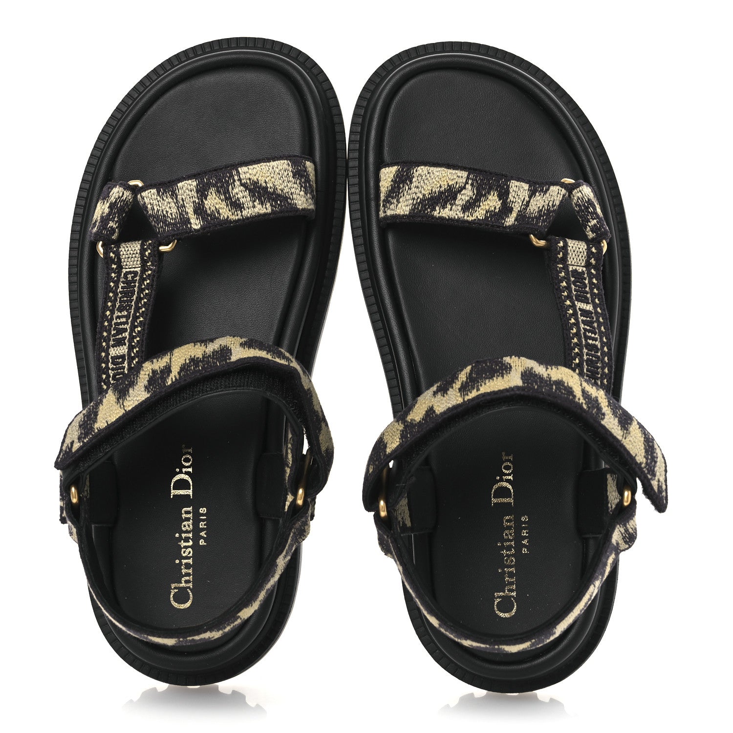 Christian Dior Canvas Embroidered Mizza Print 10mm D-Wave Sandals 37 Beige Multicolor 2 of 11
