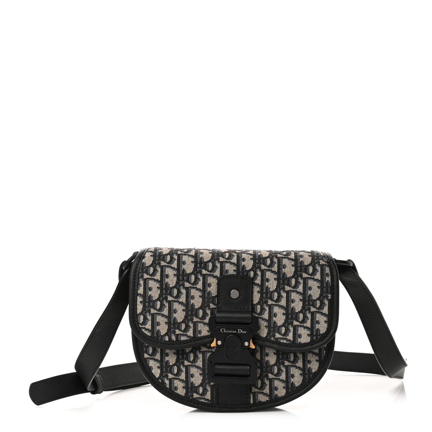 Oblique Grained Calfskin Mini Gallop Bag With Strap Black Beige