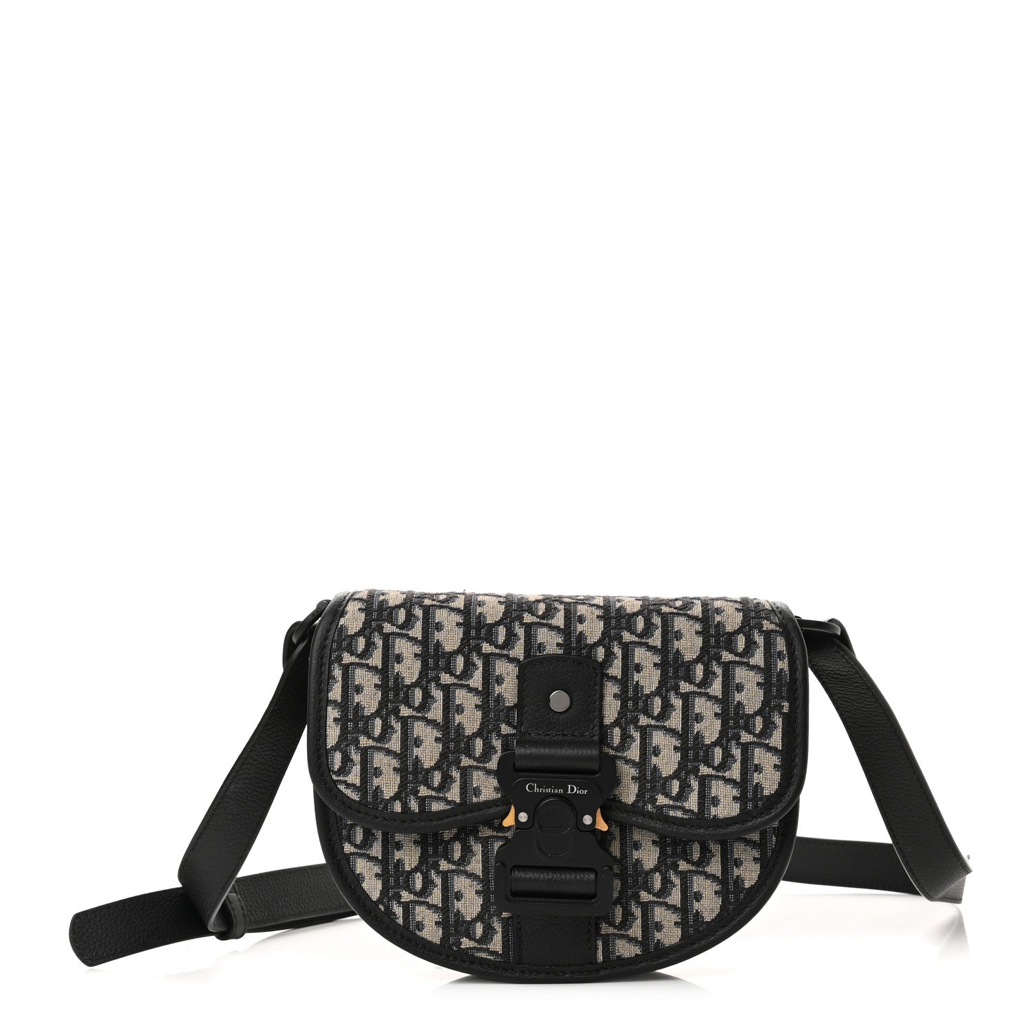Christian Dior Oblique Grained Calfskin Mini Gallop Bag With Strap Black Beige 1 of 11