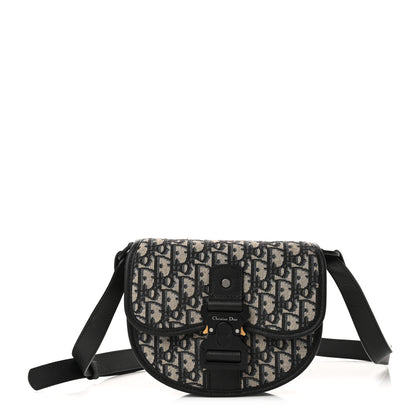 Christian Dior Oblique Grained Calfskin Mini Gallop Bag With Strap Black Beige 1 of 11