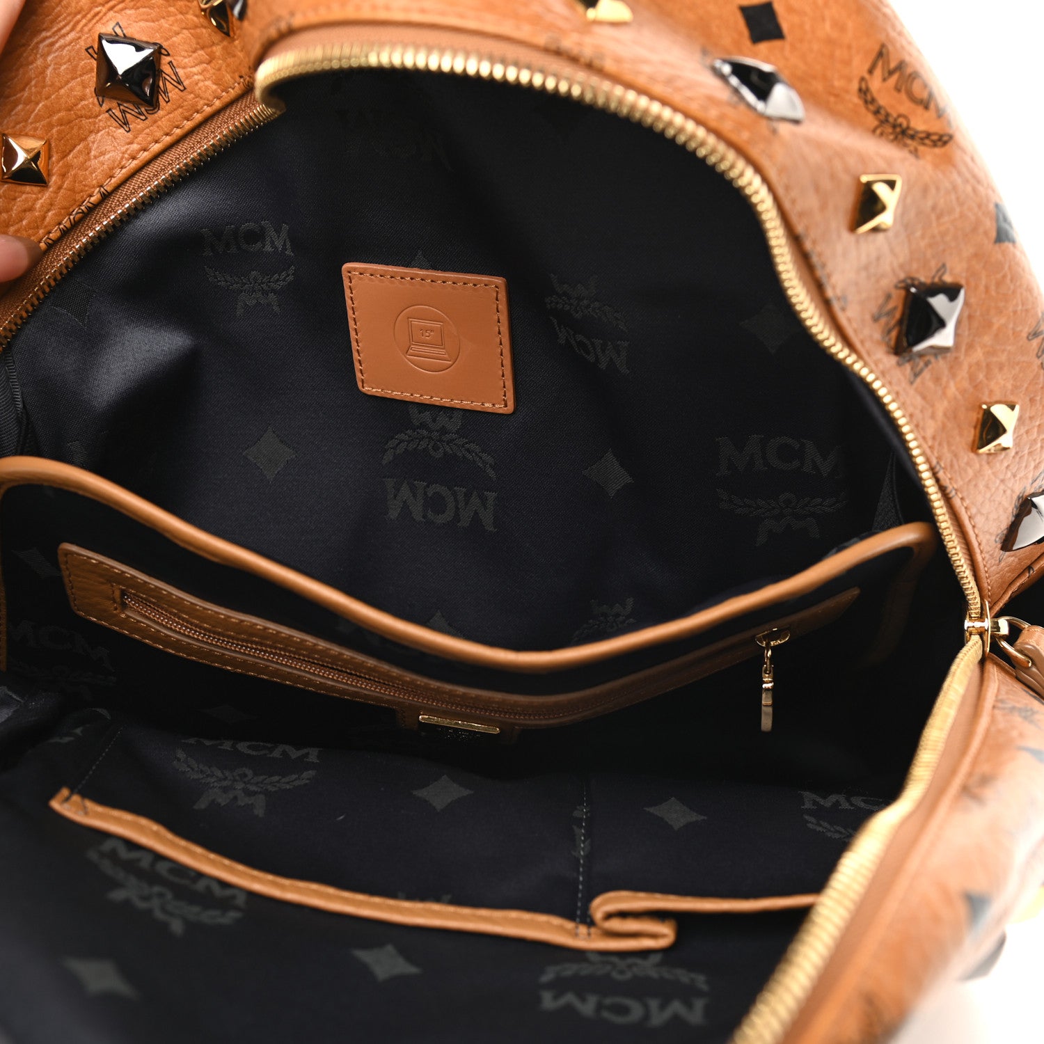 MCM Visetos Studded Medium Stark M Backpack Cognac 8 of 9