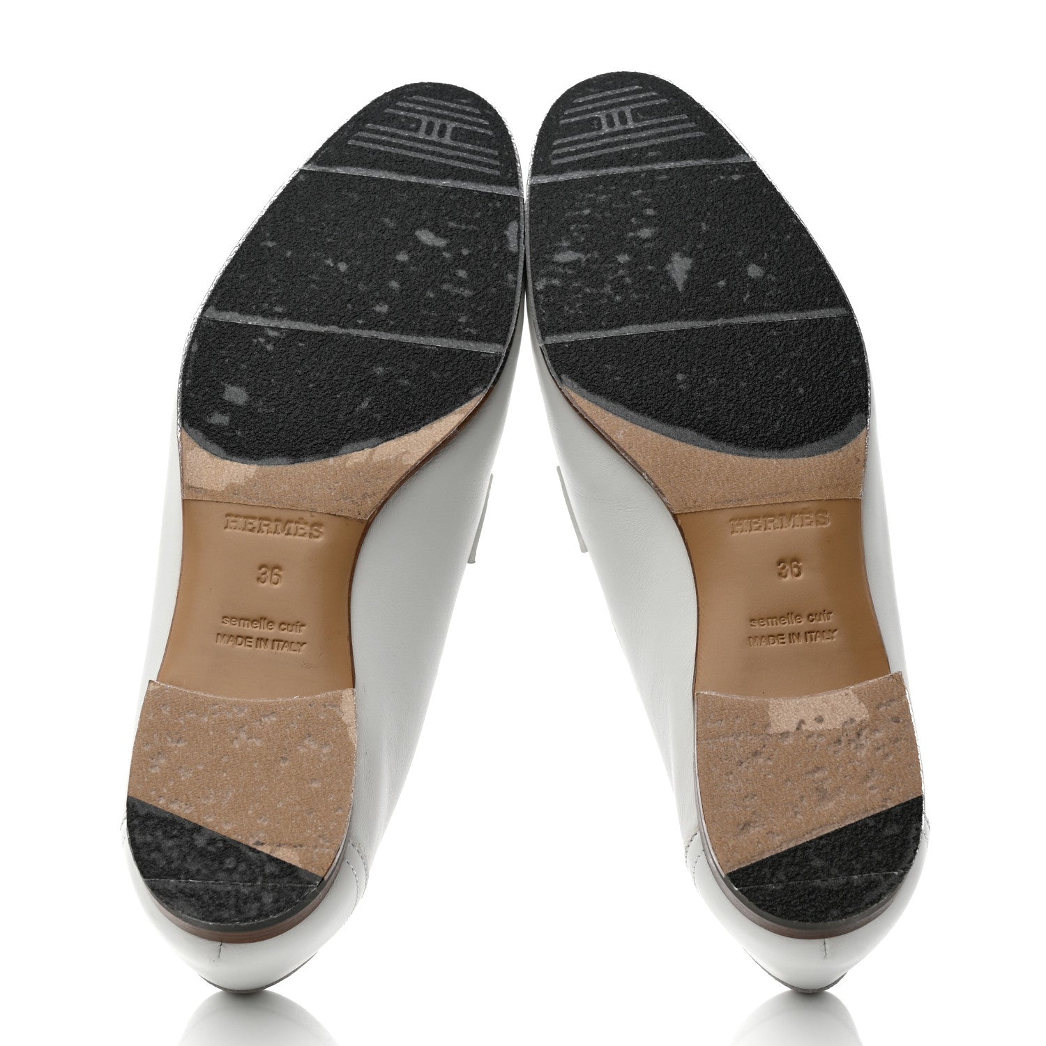 Hermes Calfskin Womens Royal Loafers 36 White 5 of 9