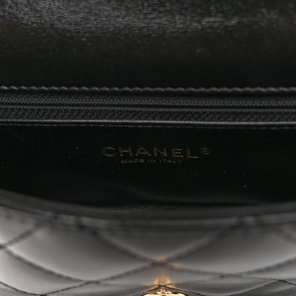 Chanel Shiny Lambskin Quilted Golden Links Top Handle Flap Black 6 of 11
