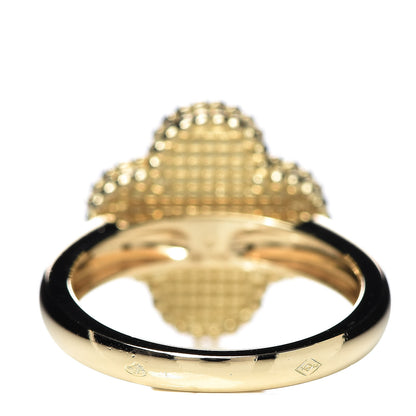 Van Cleef & Arpels 18K Yellow Gold Diamond Mother of Pearl Vintage Alhambra Ring 52 6 4 of 6
