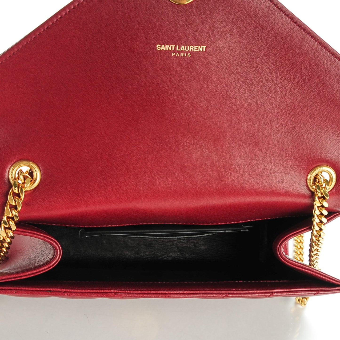 Lambskin Matelasse Chevron Small Monogram Satchel Oxblood