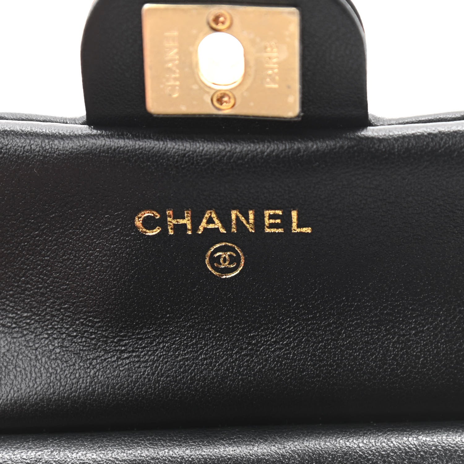 Chanel Calfskin Quilted Lady Handle Flap Card Holder With Chain Black 5 of 11