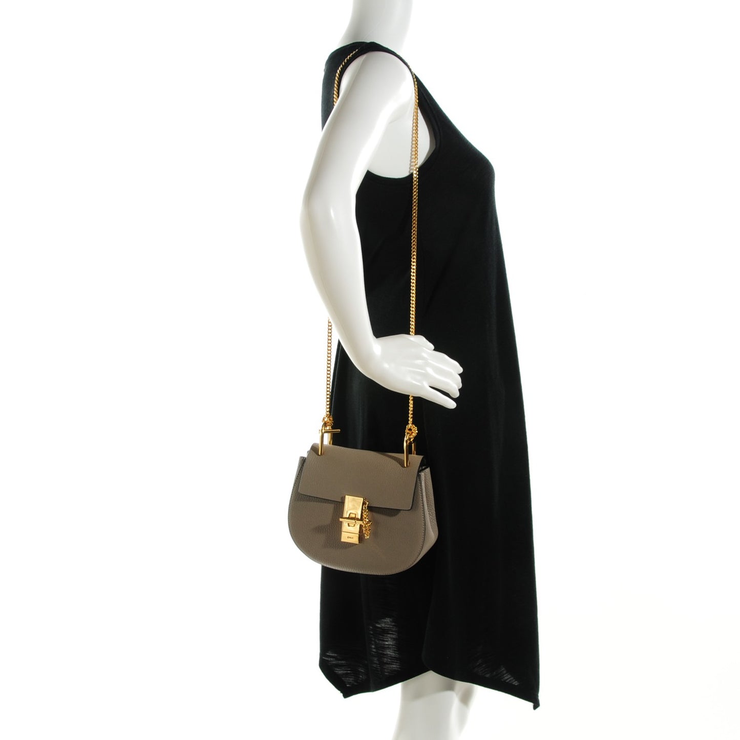 Grained Lambskin Mini Drew Shoulder Bag Motty Grey