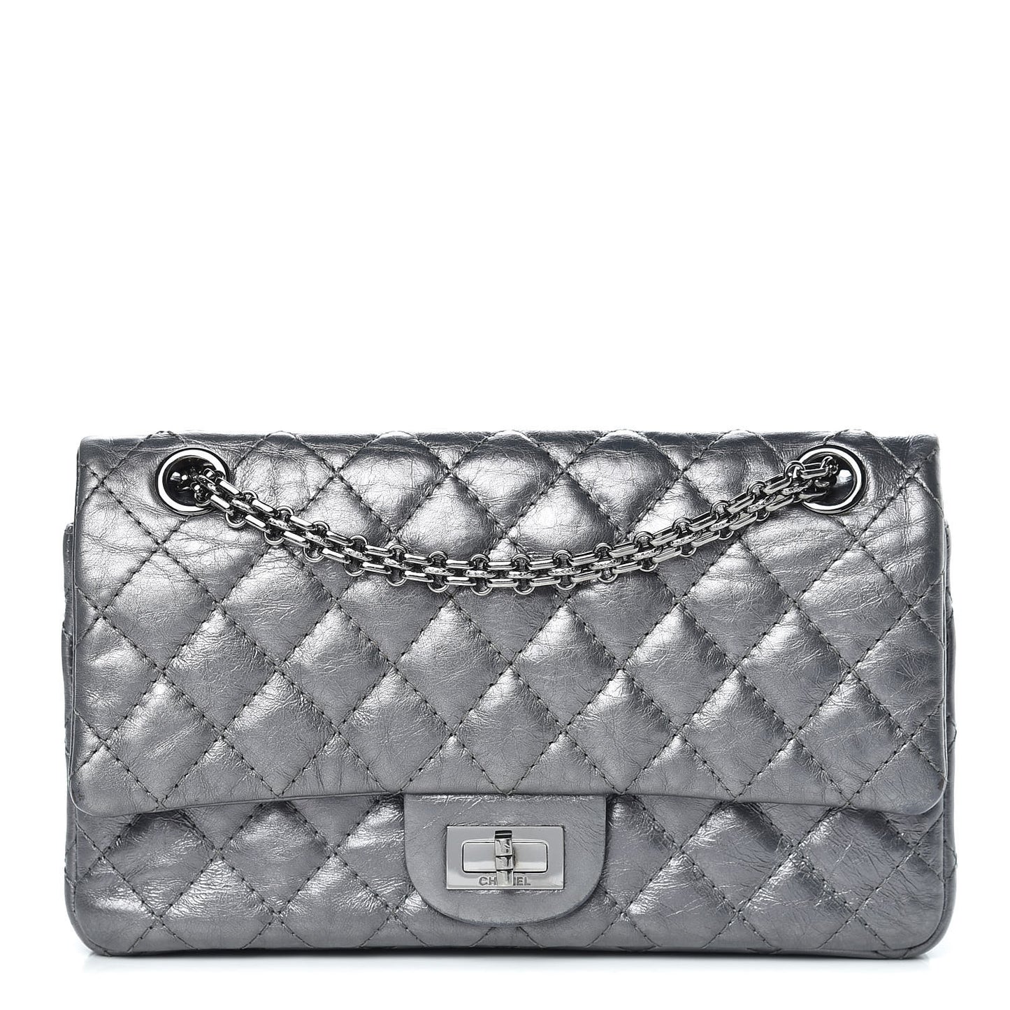 Metallic Aged Calfskin Quilted 2.55 Reissue 225 Flap Grey