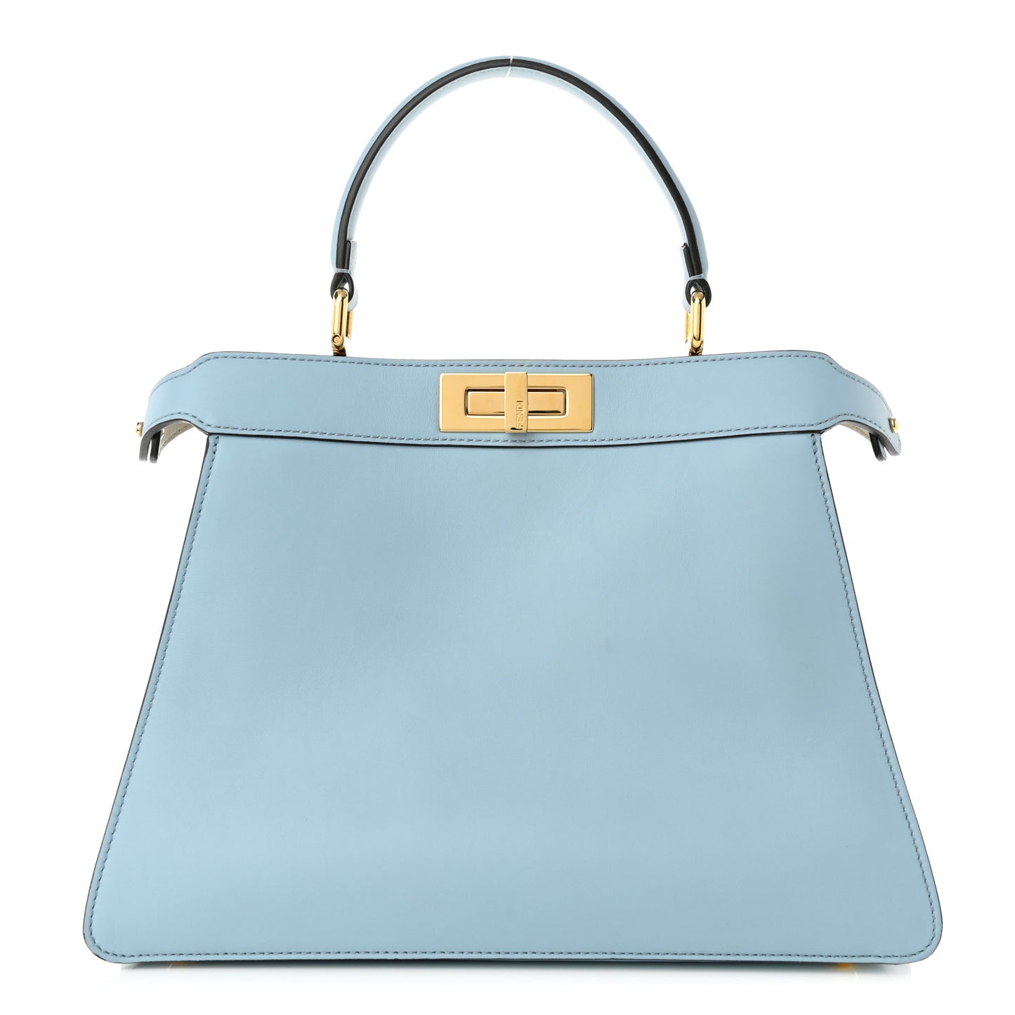 Vitello Seta Shiny Nappa Medium Peekaboo I SEE U Satchel Azzurro Baby Camelia