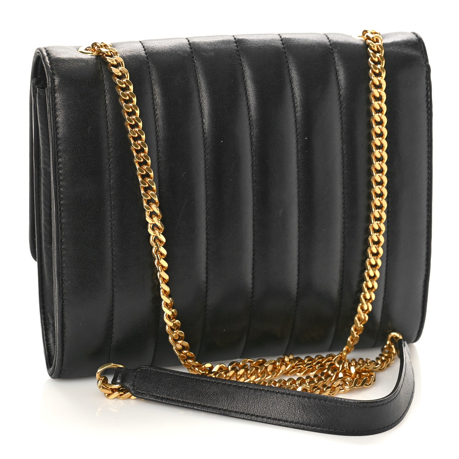 Saint Laurent Lambskin Matelasse Monogram Medium Vicky Chain Bag Black 3 of 10