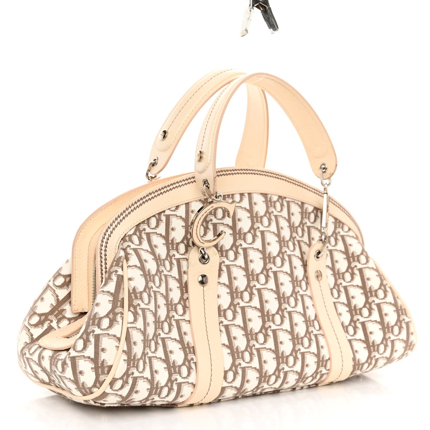 Christian Dior CHRISTIAN DIOR Monogram Vintage Flowers Frame Satchel Beige 3 of 11