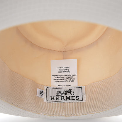 Hermes Polyester Funk Hat 58 White 6 of 7