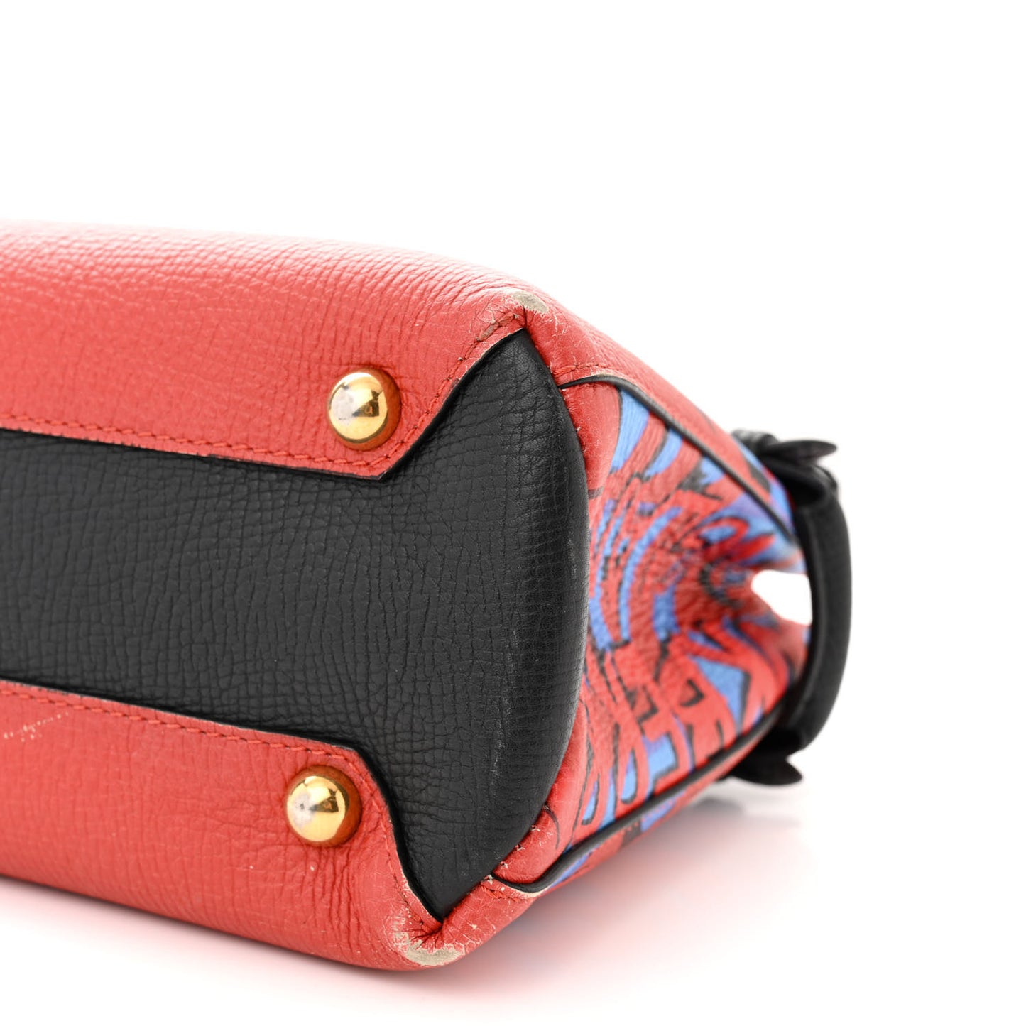 Grainy Calfskin Graffiti Print Small Banner Tote Black