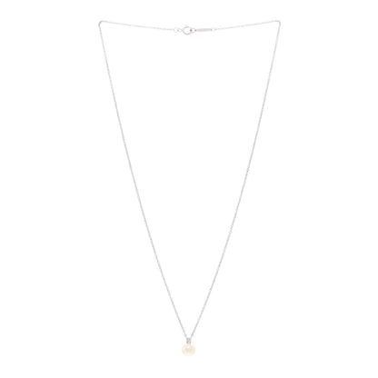 Tiffany 18K White Gold Diamond Pearl 6.5-7mm Pendant Necklace 3 of 5
