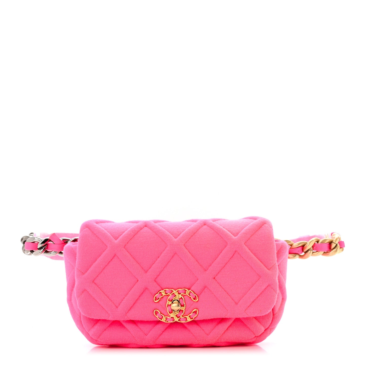 Jersey Quilted Chanel 19 Waist Bag Pink