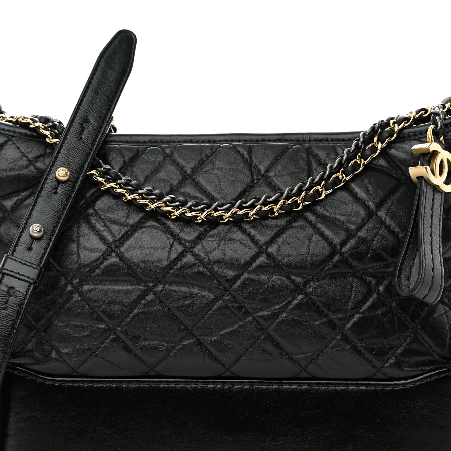 Chanel Aged Calfskin Quilted Medium Gabrielle Hobo Black 8 of 15