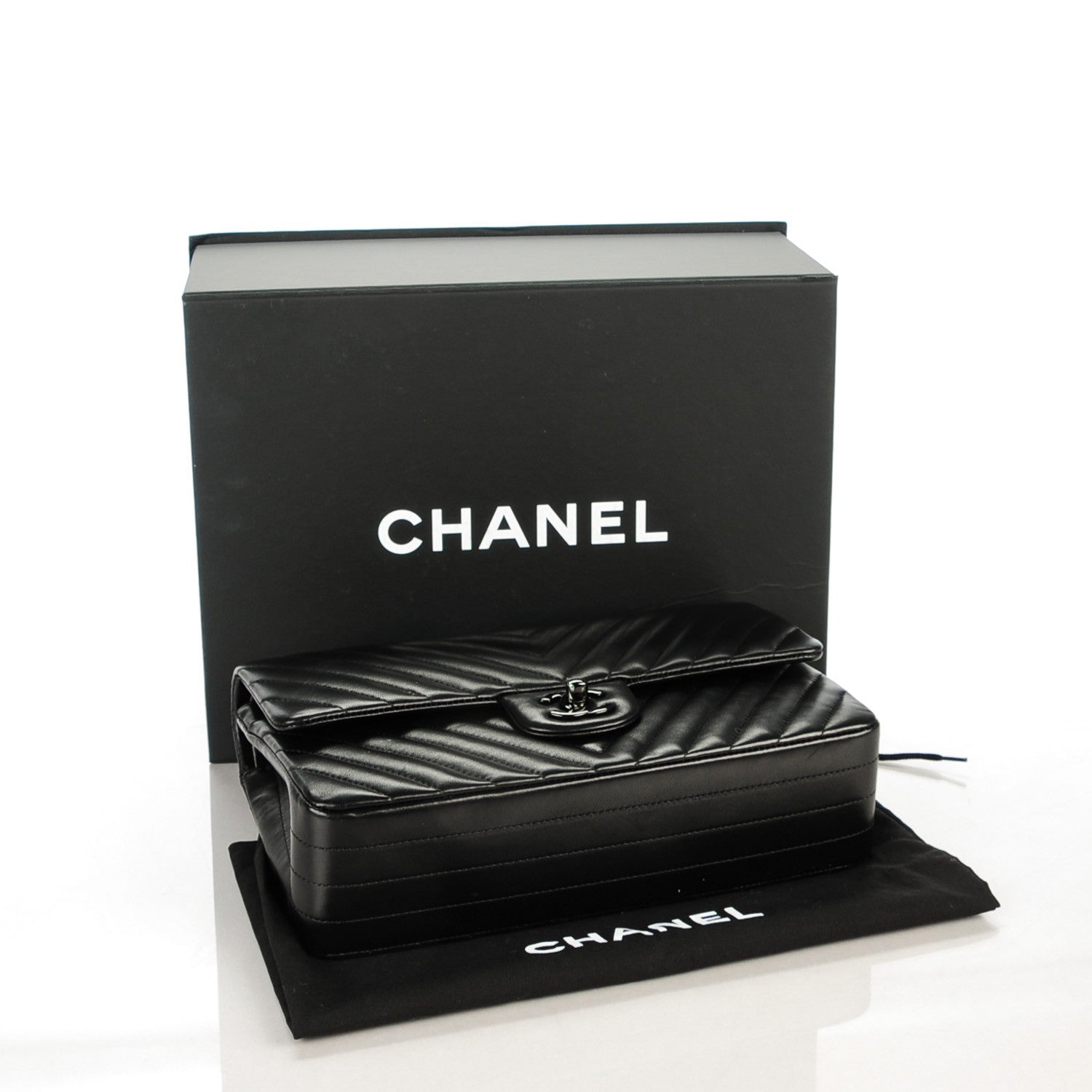 Chanel Lambskin Chevron Medium Double Flap So Black 4 of 9